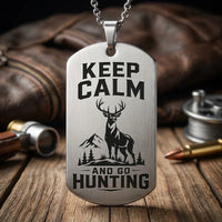 Keep Calm And Go Hunting Personalized Dog Tag Necklace