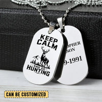 Keep Calm And Go Hunting Personalized Dog Tag Necklace