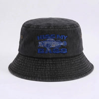 Kiss My Bass Embroidered Fishing Bucket Hat