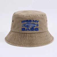 Kiss My Bass Embroidered Fishing Bucket Hat