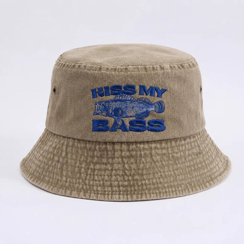 Kiss My Bass Embroidered Fishing Bucket Hat