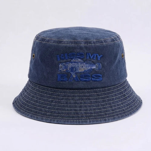 Kiss My Bass Embroidered Fishing Bucket Hat