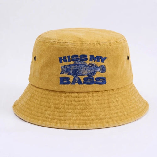 Kiss My Bass Embroidered Fishing Bucket Hat