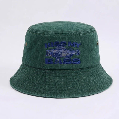 Kiss My Bass Embroidered Fishing Bucket Hat