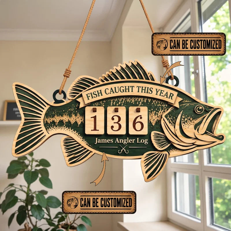Personalized Wooden Fishing Catch Log Wooden Tracker