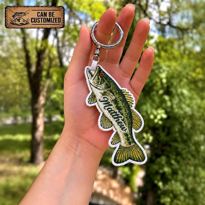 Personalized Fish Shaped Embroidered Keychain Tag