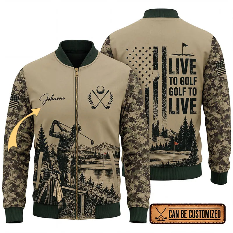 Live To Golf Golf To Live Military Golf Bomber Jacket 2026