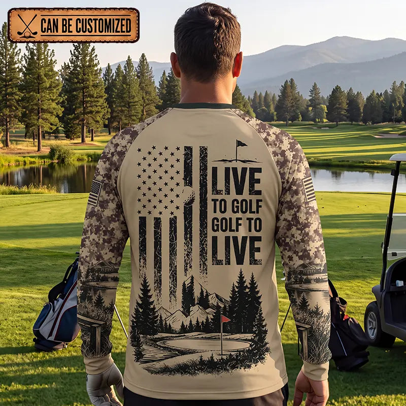 Live To Golf Golf To Live Military Golf Long Sleeve Shirt 2026