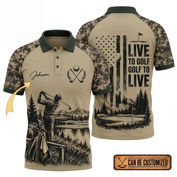 Live To Golf Golf To Live Military Golf Polo Shirt 2026