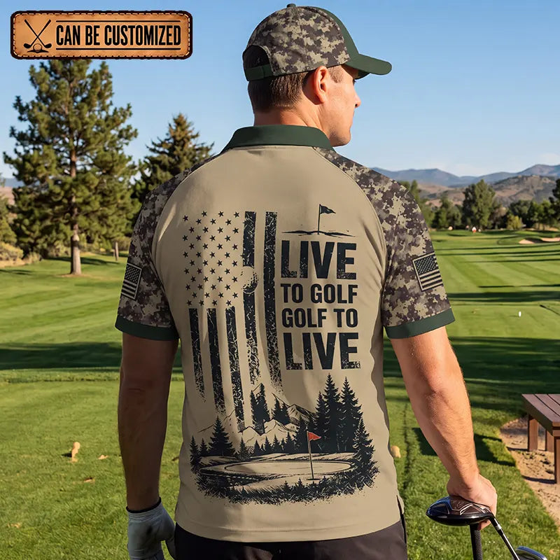 Live To Golf Golf To Live Military Golf Polo Shirt 2026