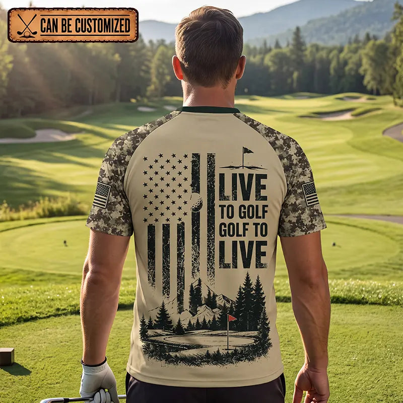 Live To Golf Golf To Live Military Golf Sports T-Shirt 2026