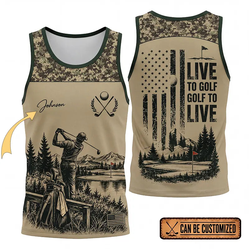 Live To Golf Golf To Live Military Golf Tank Top 2026