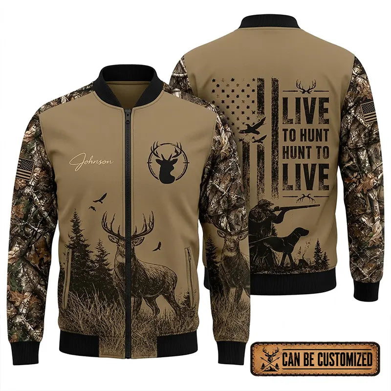 Live To Hunt Deer Hunter Bomber Jacket