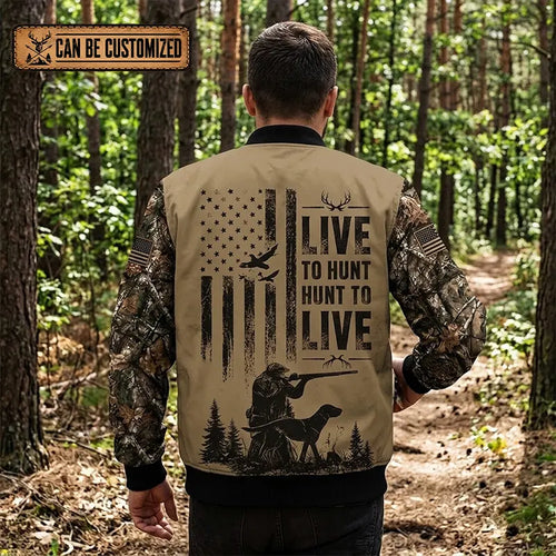 Live To Hunt Deer Hunter Bomber Jacket