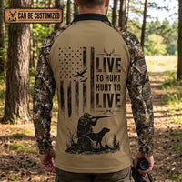 Live To Hunt Deer Hunter Polo Long Sleeve Shirt