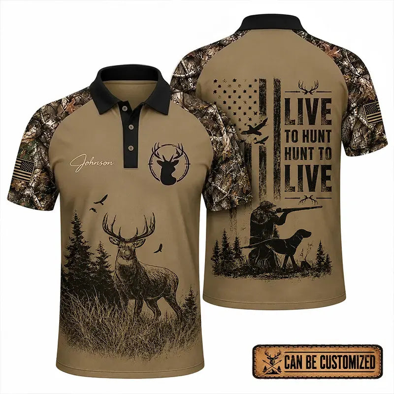Live To Hunt Deer Hunter Polo Shirt
