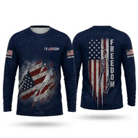 Freedom American Flag Personalized Fishing Long Sleeve Shirt
