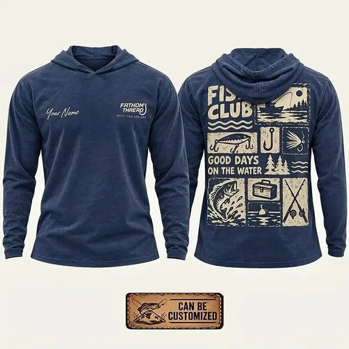 Personalized Fish Club Good Days On The Water Hooded Long Sleeve Shirt