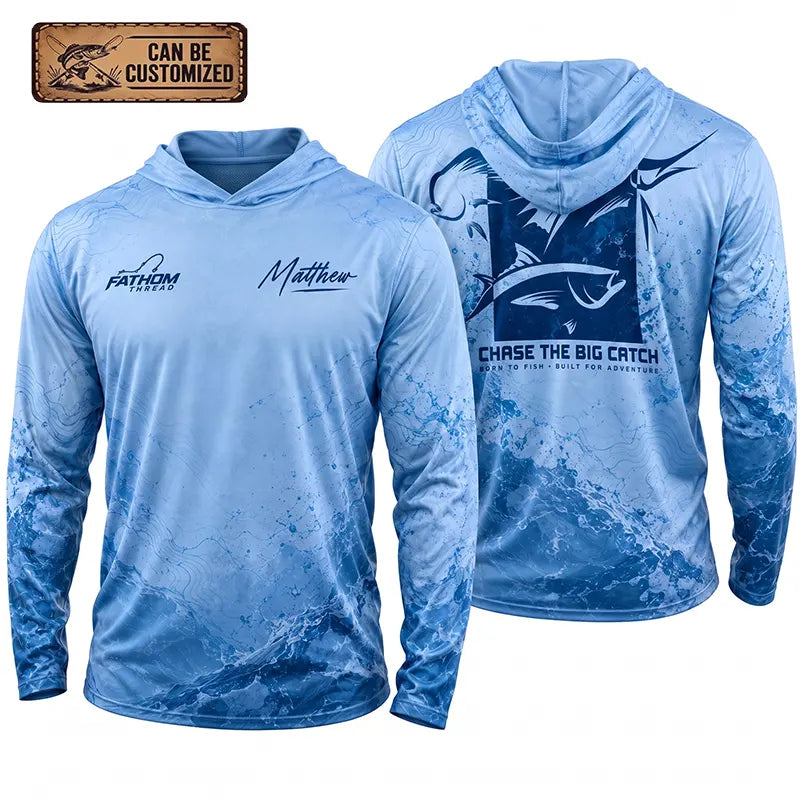 Personalized Sailfish Big Catch Fishing Adventure Hooded Long Sleeve Shirt