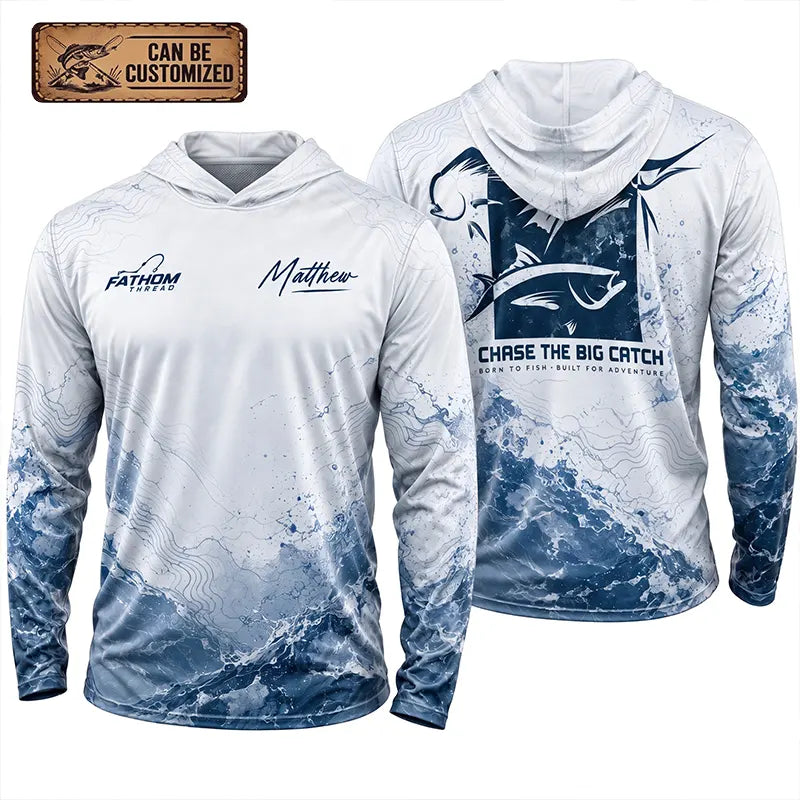Personalized Sailfish Big Catch Fishing Adventure Hooded Long Sleeve Shirt