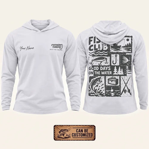 Personalized Fish Club Good Days On The Water Hooded Long Sleeve Shirt