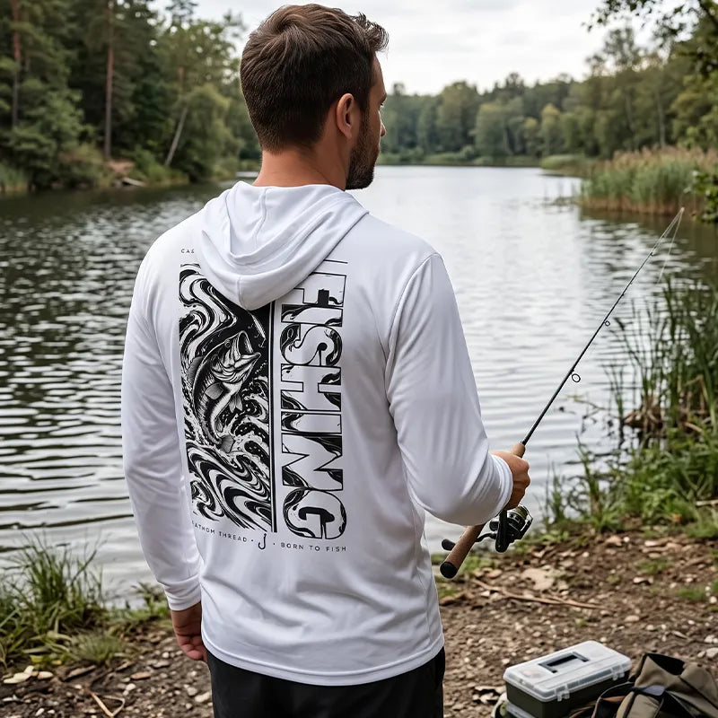 Personalized Fishing Cast Reel Repeat Hooded Long Sleeve Shirt