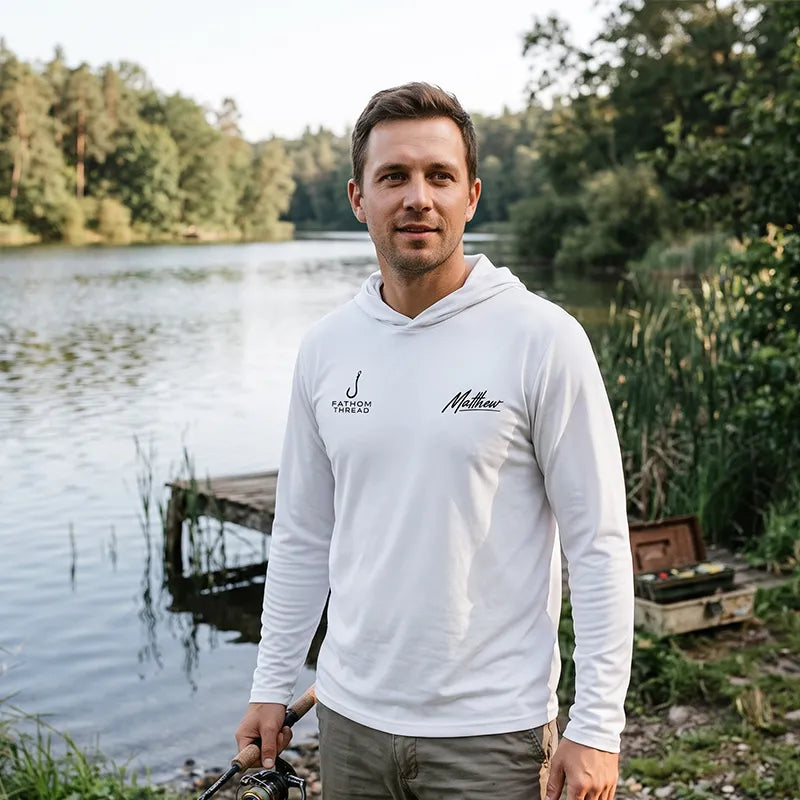 Personalized Fishing Cast Reel Repeat Hooded Long Sleeve Shirt