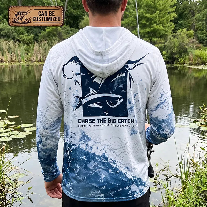 Personalized Sailfish Big Catch Fishing Adventure Hooded Long Sleeve Shirt