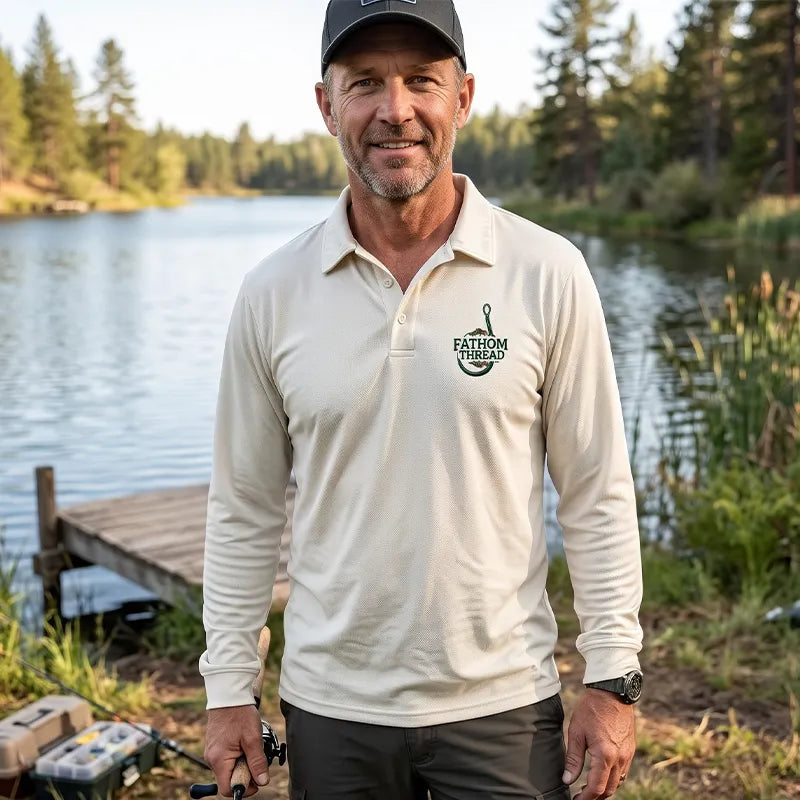Santa REEL Good Gift Fishing Christmas Polo Long Sleeve Shirt