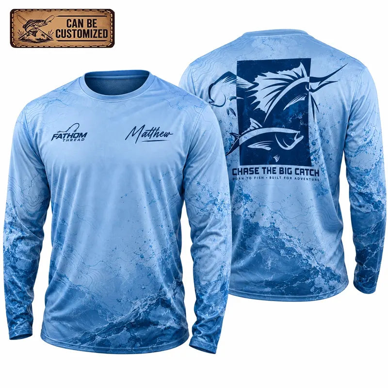 Personalized Sailfish Big Catch Fishing Adventure Long Sleeve Shirt