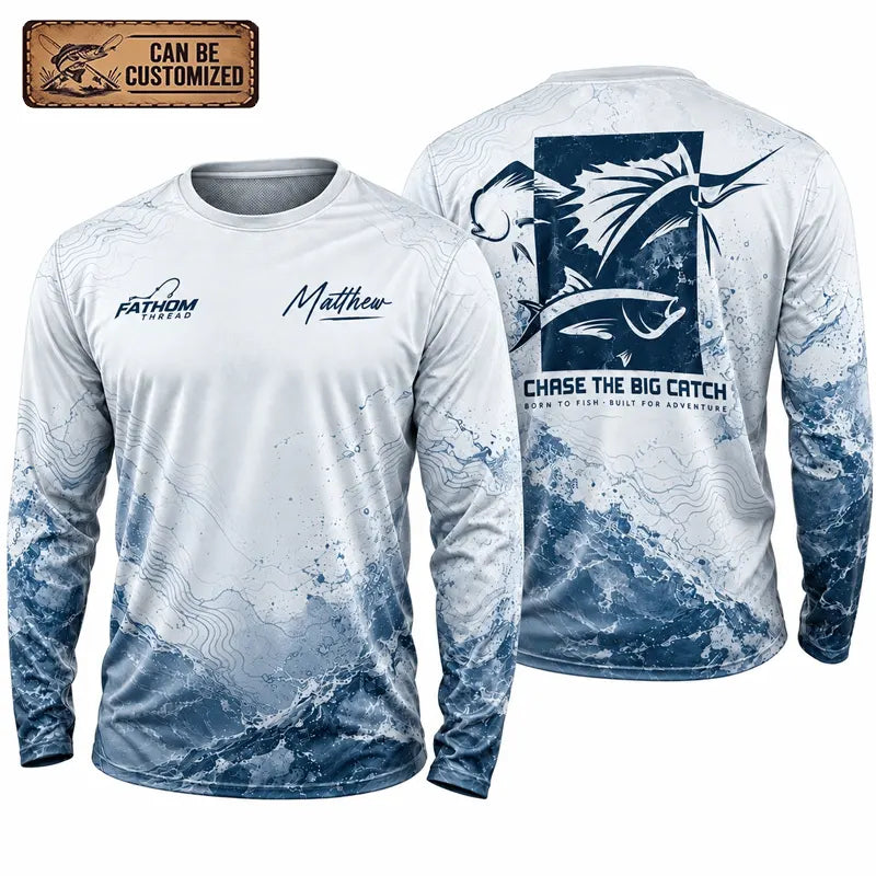 Personalized Sailfish Big Catch Fishing Adventure Long Sleeve Shirt