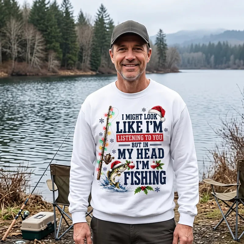 Funny Christmas Fishing Santa Fish Holiday Long Sleeve Shirt