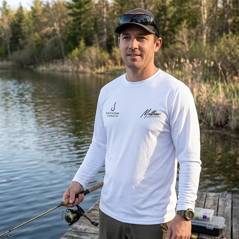 Swordfish Ocean Pursuit Fishing Technical Blueprint Long Sleeve Shirt