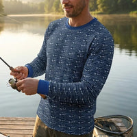 Deep Sea Shark Print Fishing Long Sleeve Shirt