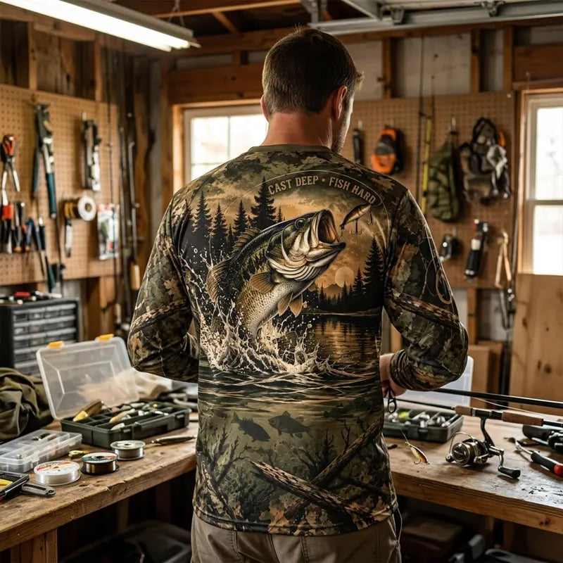 Fathom Thread Camouflage Personalized Fishing Long Sleeve Shirt