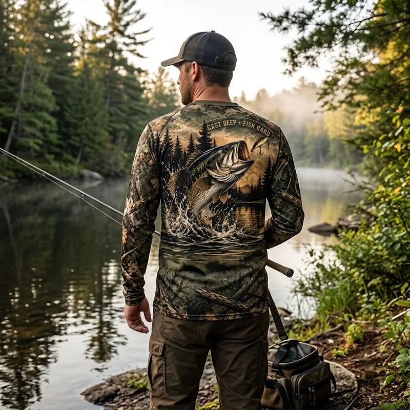 Fathom Thread Camouflage Personalized Fishing Long Sleeve Shirt