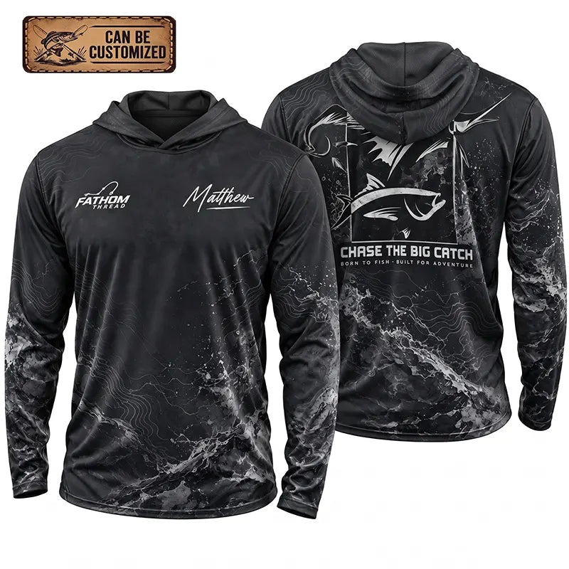 Personalized Sailfish Big Catch Fishing Adventure Hooded Long Sleeve Shirt