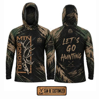 Personalized MTN Bonded Let's Go Hunting Camo Hooded Long Sleeve Shirt