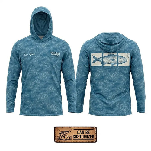 Personalized Fathom Thread Underwater Fish Camo Hooded Long Sleeve Shirt