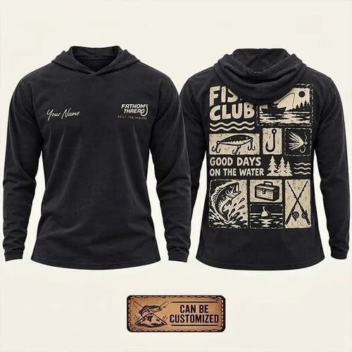 Personalized Fish Club Good Days On The Water Hooded Long Sleeve Shirt