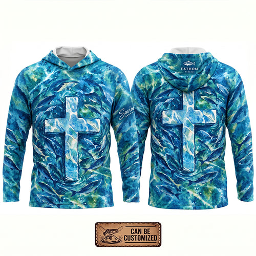 Savior Christian Ocean Fishing Hooded Long Sleeve Shirt