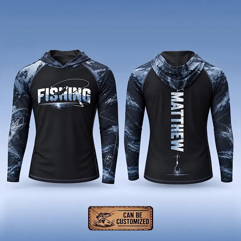 Personalized Fishing Raglan Outdoor Adventure Hooded Long Sleeve Shirt