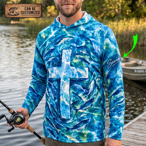 Savior Christian Ocean Fishing Hooded Long Sleeve Shirt