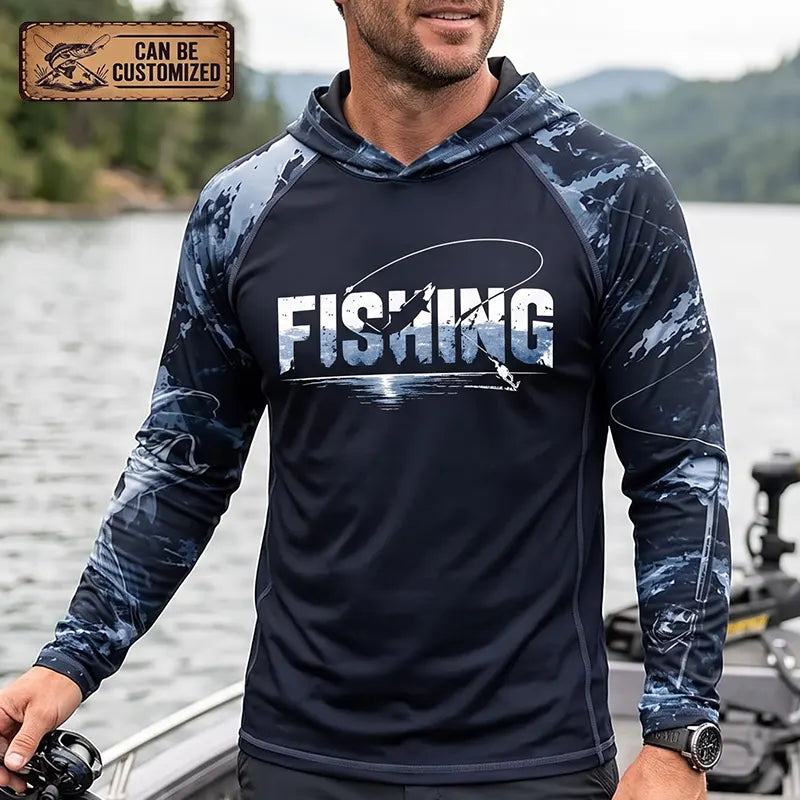 Personalized Fishing Raglan Outdoor Adventure Hooded Long Sleeve Shirt