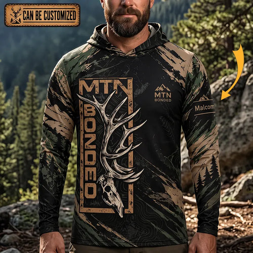 Personalized MTN Bonded Let's Go Hunting Camo Hooded Long Sleeve Shirt