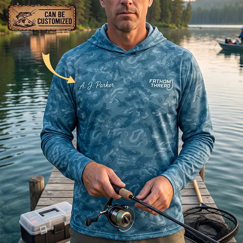 Personalized Fathom Thread Underwater Fish Camo Hooded Long Sleeve Shirt