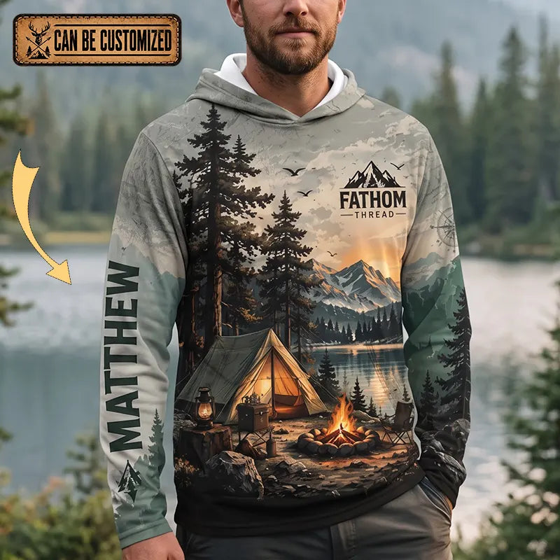 Camping Wilderness Scenic All Over Print Hooded Long Sleeve Shirt