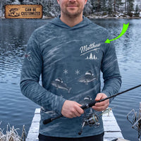 Personalized Sleigh the Big Ones Christmas Fishing Hooded Long Sleeve Shirt