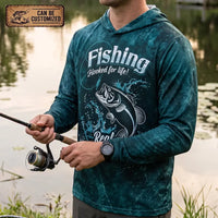 Personalized Hooked for Life Fishing Hooded Long Sleeve Shirt