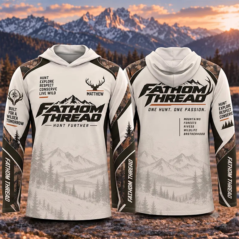 Fathom Thread Hunting Outdoor Camo Landscape Hooded Long Sleeve Shirt